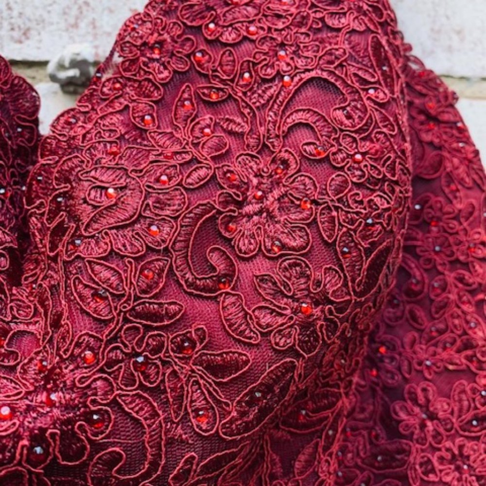 DANCING QUEEN Maxi evening gown dress Burgundy color off shoulder size 3XL - NWT - Picture 7 of 16